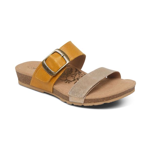 Aetrex Women's Daisy Adjustable Slippers Sunflower Sandals UK 0802-849
